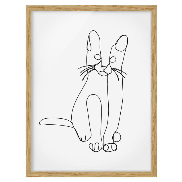 Ingelijste posters Cat Line Art