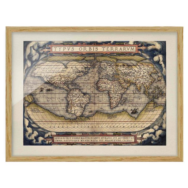 Ingelijste posters Historic World Map Typus Orbis Terrarum