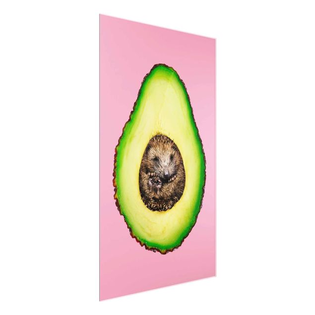 Glasschilderijen Avocado With Hedgehog
