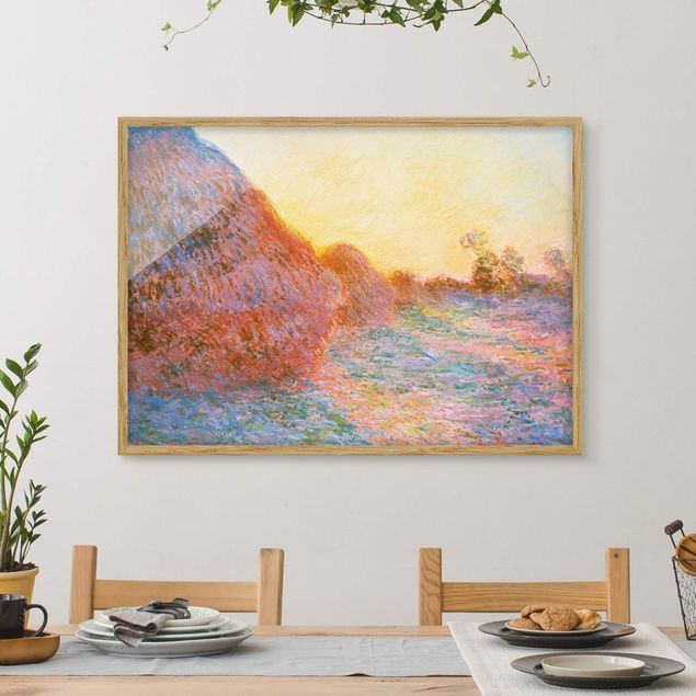 Ingelijste posters Claude Monet - Haystack In Sunlight