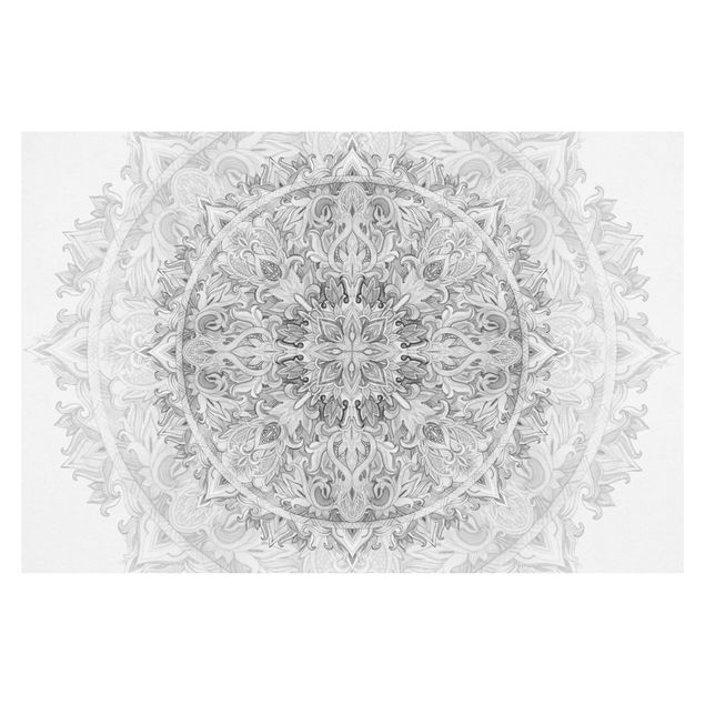 Patroonbehang Mandala Watercolour Ornament Pattern Black White
