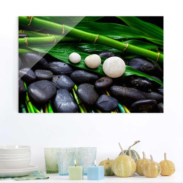 Magnettafel Glas Green Bamboo With Zen Stones
