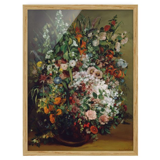 Ingelijste posters Gustave Courbet - Bouquet of Flowers in a Vase