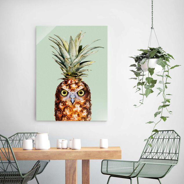 Glas Magnettafel Pineapple With Owl
