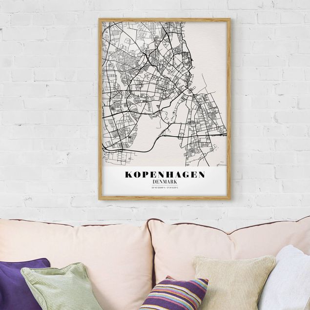 Ingelijste posters Copenhagen City Map - Classic