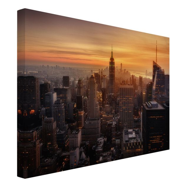 Canvas schilderijen Manhattan Skyline Evening