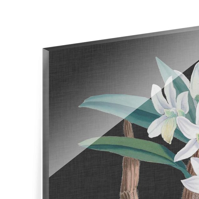 Glasschilderijen White Orchid On Linen I