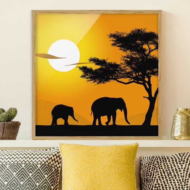 Ingelijste posters African Elephant Walk