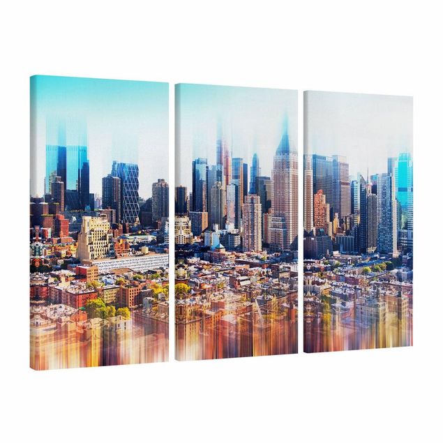 Canvas schilderijen - 3-delig Manhattan Skyline Urban Stretch