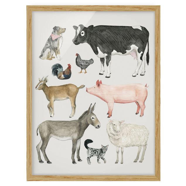 Ingelijste posters Farm Animal Family I