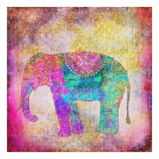 Glasschilderijen Colourful Collage - Indian Elephant
