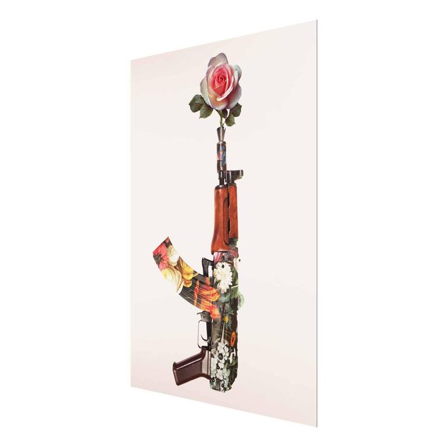 Glasschilderijen Weapon With Rose