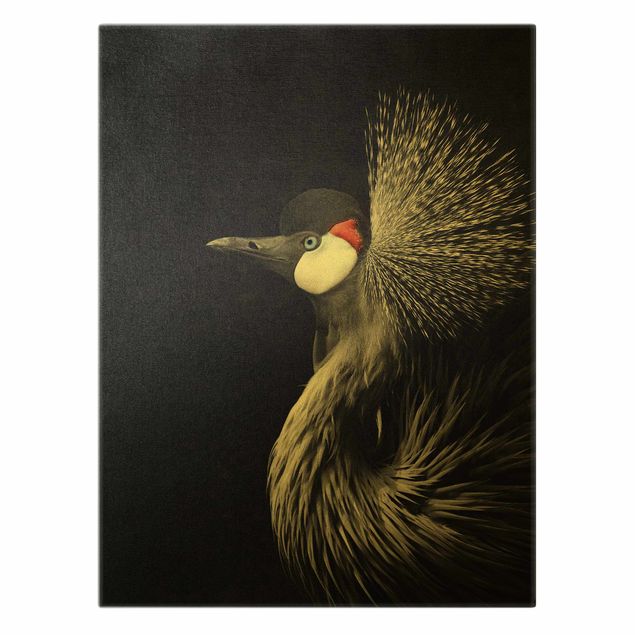 Canvas schilderijen - Goud Black Crowned Crane