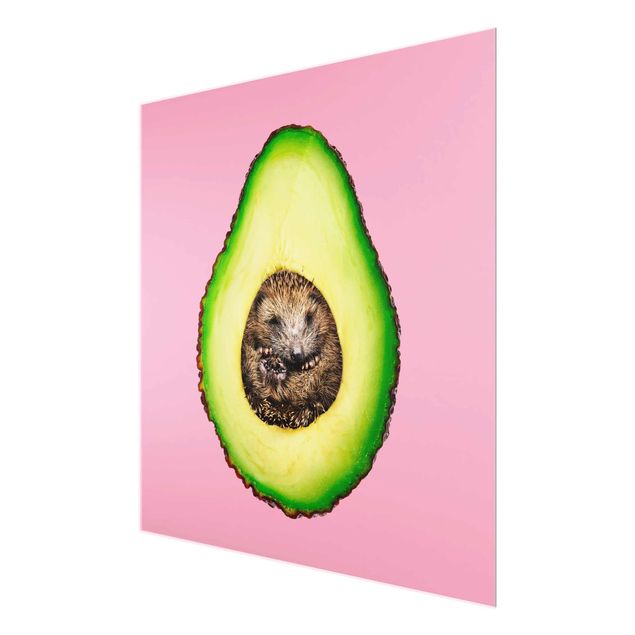 Glasschilderijen Avocado With Hedgehog