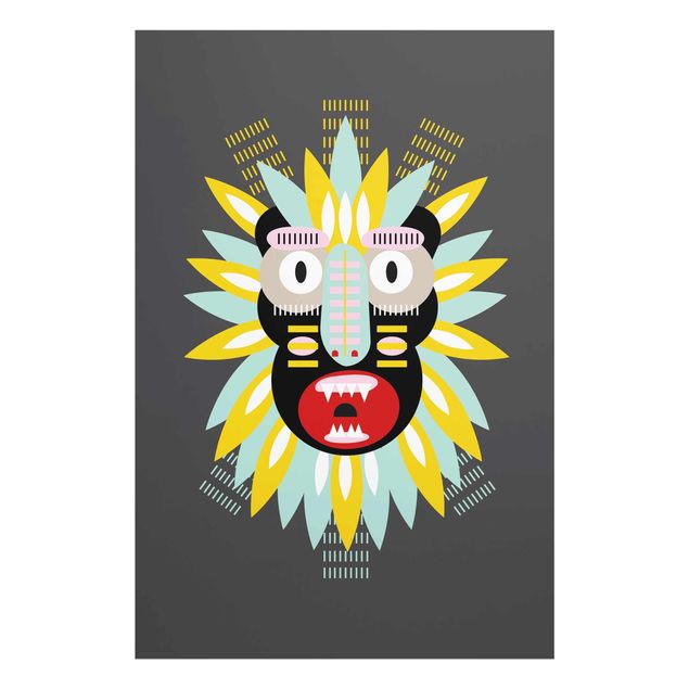 Glasschilderijen Collage Ethnic Mask - King Kong