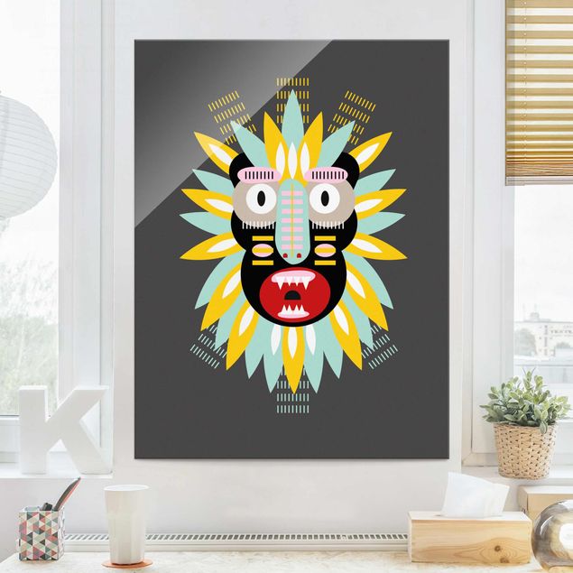 Glas Magnettafel Collage Ethnic Mask - King Kong