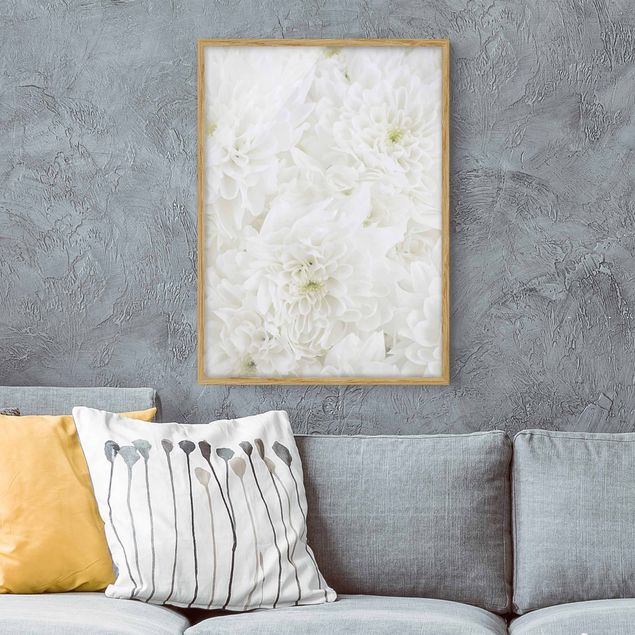 Ingelijste posters Dahlias Sea Of Flowers White