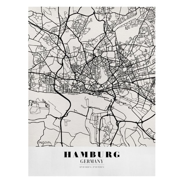Canvas schilderijen Hamburg City Map - Classic