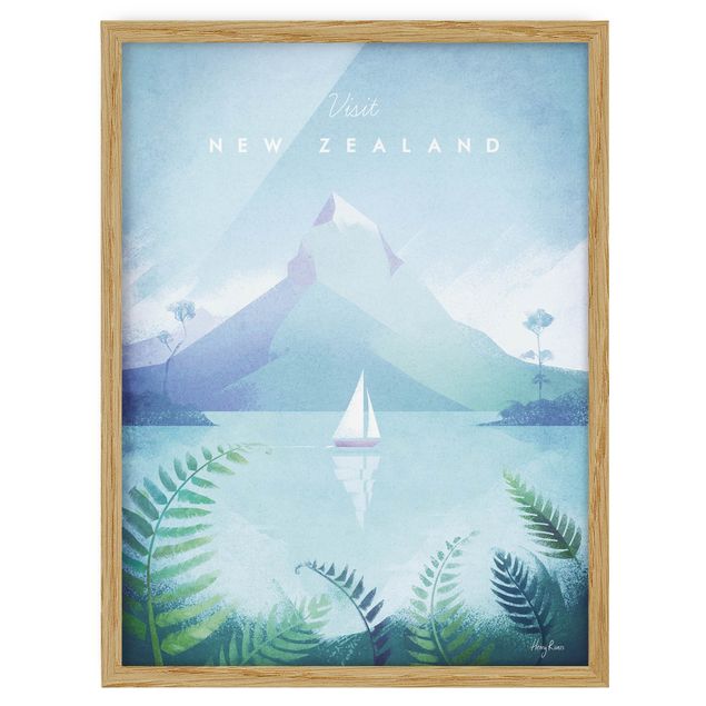 Ingelijste posters Travel Poster - New Zealand