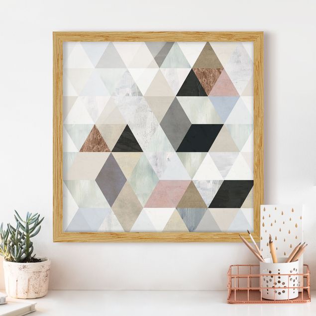 Ingelijste posters Watercolour Mosaic With Triangles I