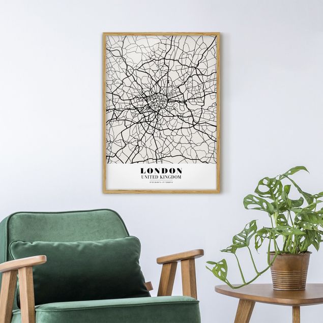 Ingelijste posters London City Map - Classic