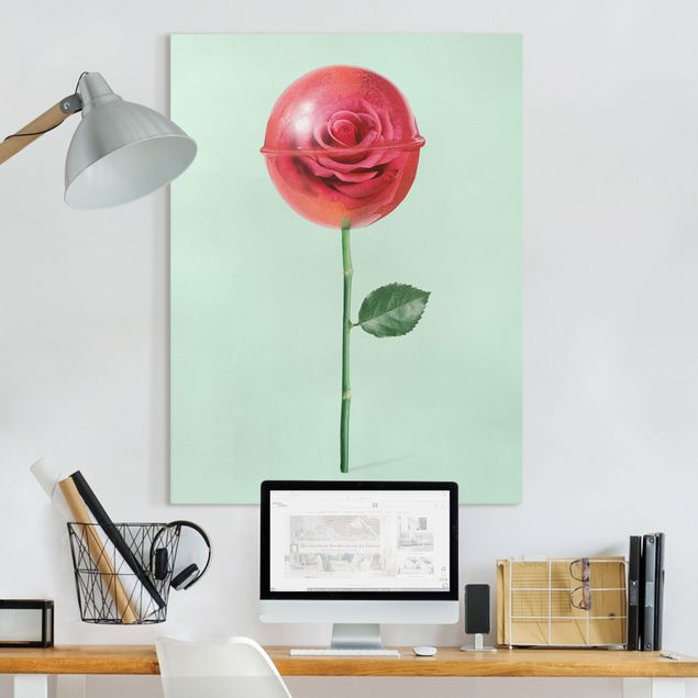 Canvas schilderijen Rose With Lollipop