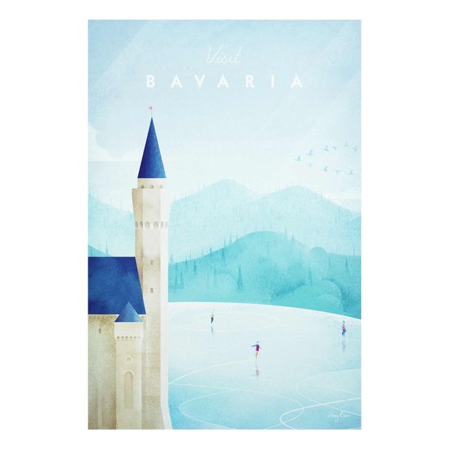 Glasschilderijen Travel Poster - Bavaria