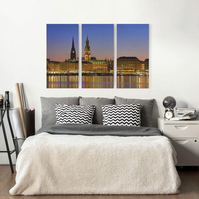Canvas schilderijen - 3-delig Hamburg Panorama