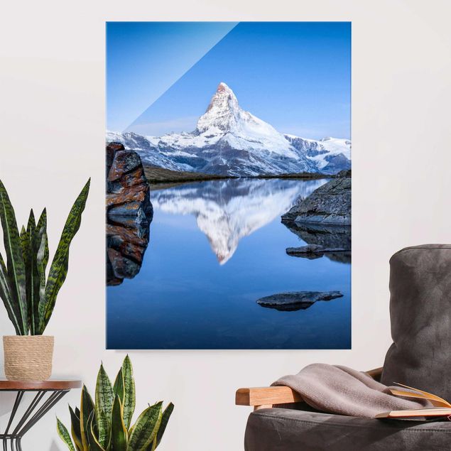 Glas Magnettafel Stellisee Lake In Front Of The Matterhorn