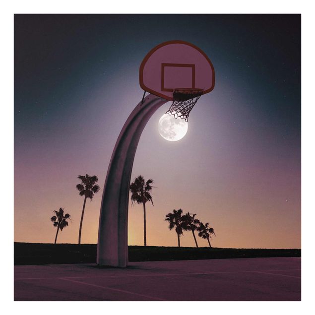 Glasschilderijen Basketball With Moon