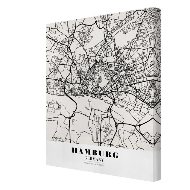 Canvas schilderijen Hamburg City Map - Classic