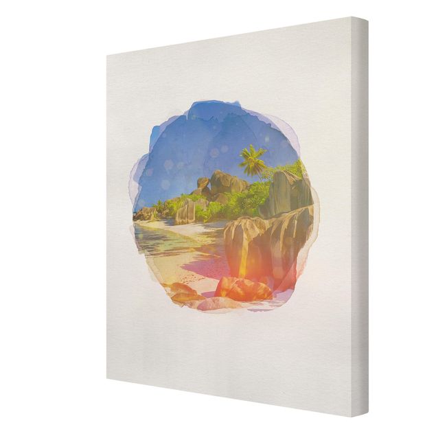 Canvas schilderijen WaterColours - Dream Beach Seychelles