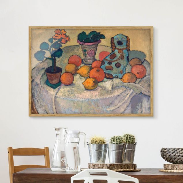Ingelijste posters Paula Modersohn-Becker - Still Life With Oranges And Stoneware Dog