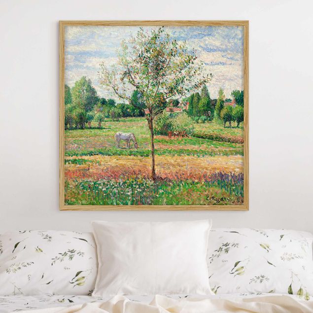 Ingelijste posters Camille Pissarro - Meadow with Grey Horse, Eragny