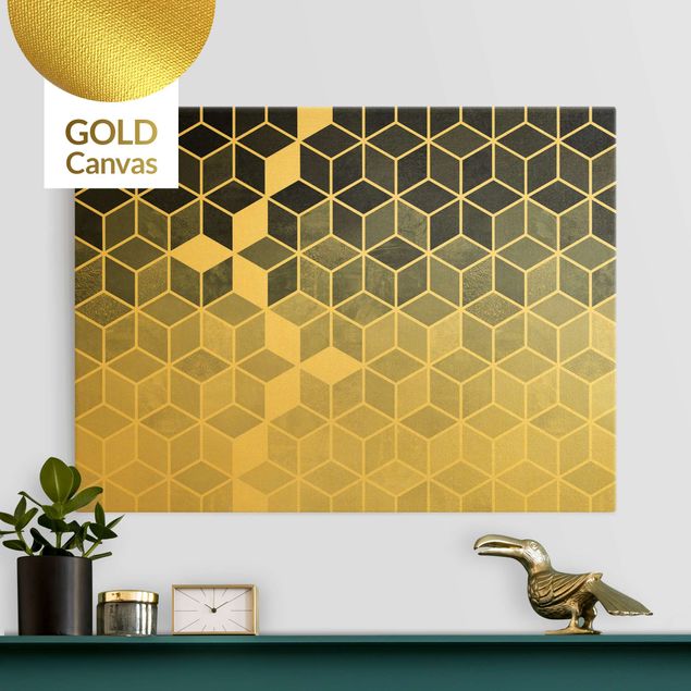 Canvas schilderijen - Goud Golden Geometry - Blue White