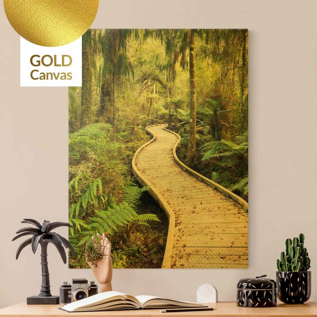 Canvas schilderijen - Goud Path In The Jungle