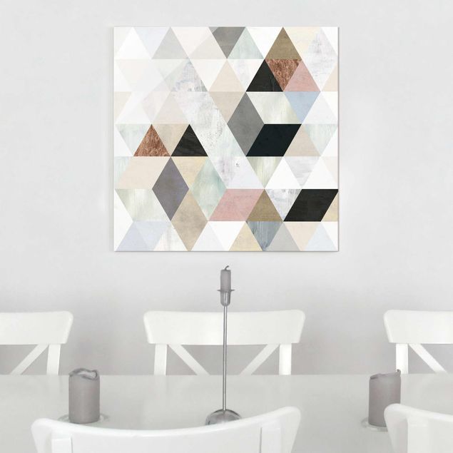 Glasschilderijen Watercolour Mosaic With Triangles I