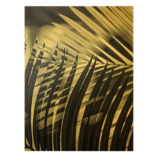 Canvas schilderijen - Goud Interplay Of Shaddow And Light On Palm Fronds