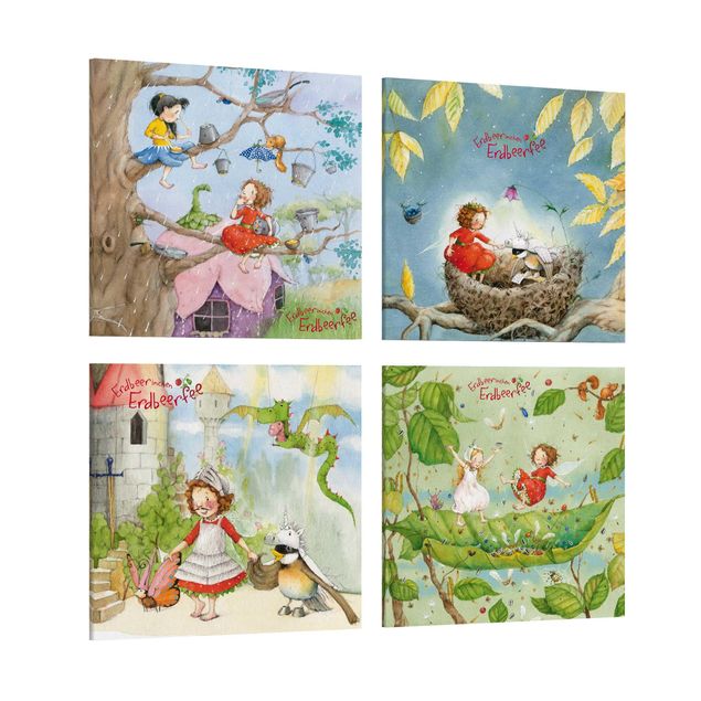 Canvas schilderijen - 4-delig Little Strawberry Strawberry Fairy - little adventure