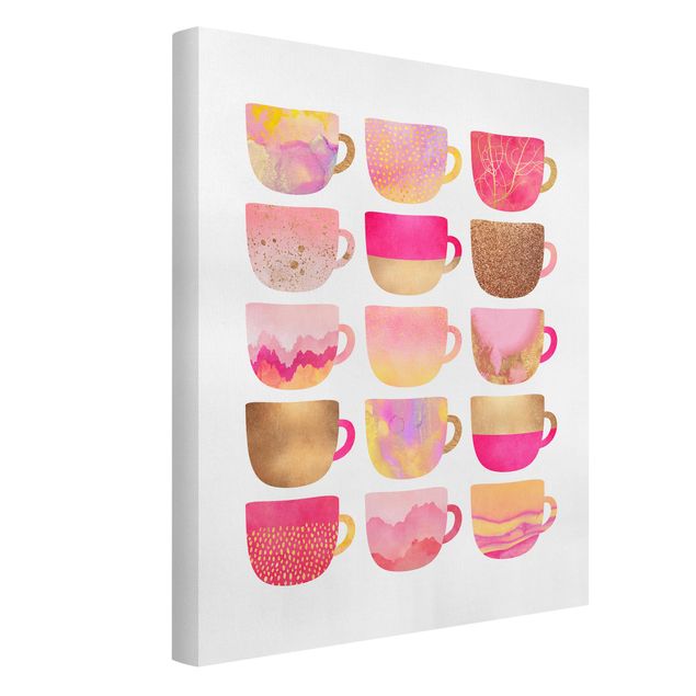 Canvas schilderijen Golden Mugs With Light Pink