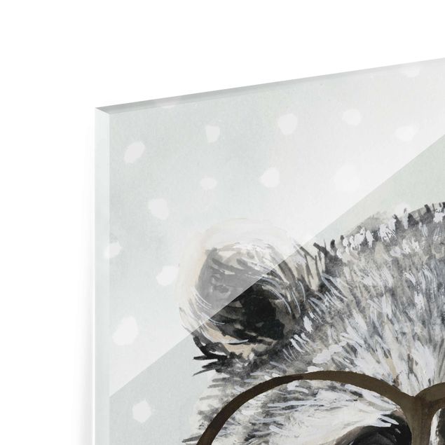 Glasschilderijen Animals With Glasses - Raccoon