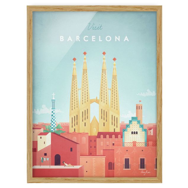 Ingelijste posters Travel Poster - Barcelona