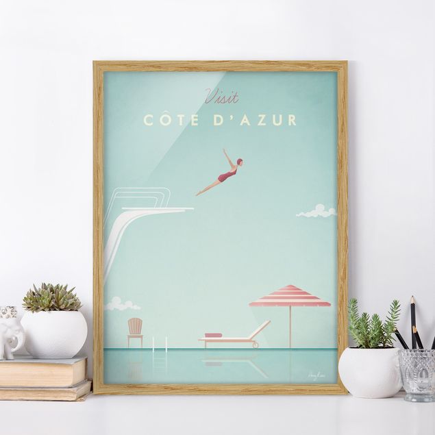 Ingelijste posters Travel Poster - Côte D'Azur