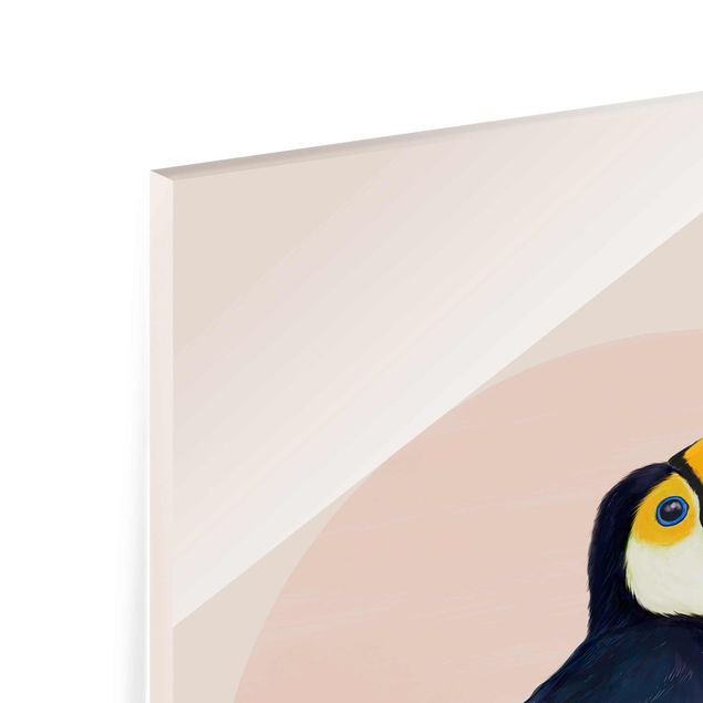Glasschilderijen Illustration Bird Toucan Painting Pastel