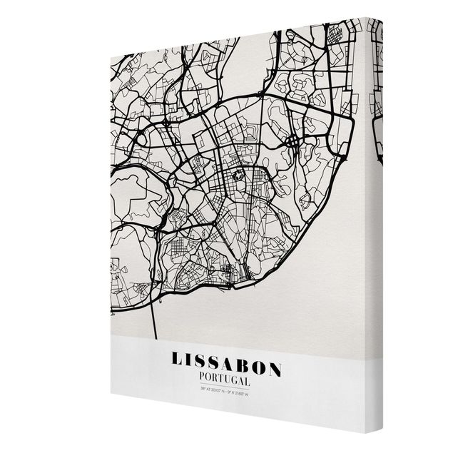 Canvas schilderijen Lisbon City Map - Classic