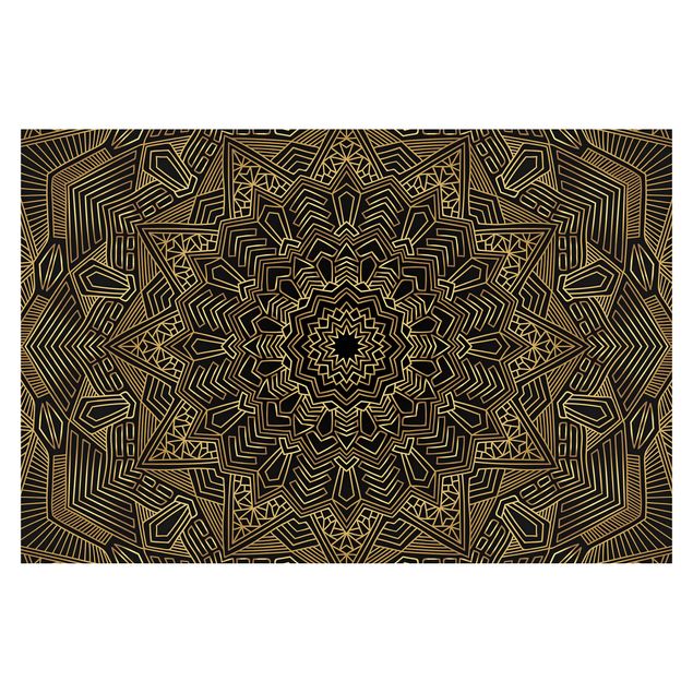 Patroonbehang Mandala Star Pattern Gold Black