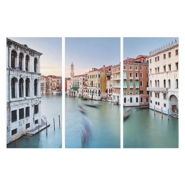 Canvas schilderijen - 3-delig Grand Canal View From The Rialto Bridge Venice