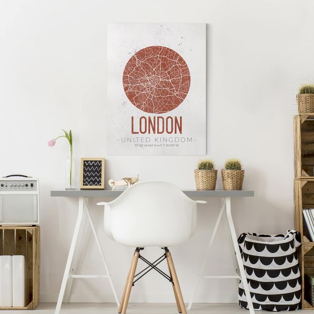 Canvas schilderijen City Map London - Retro