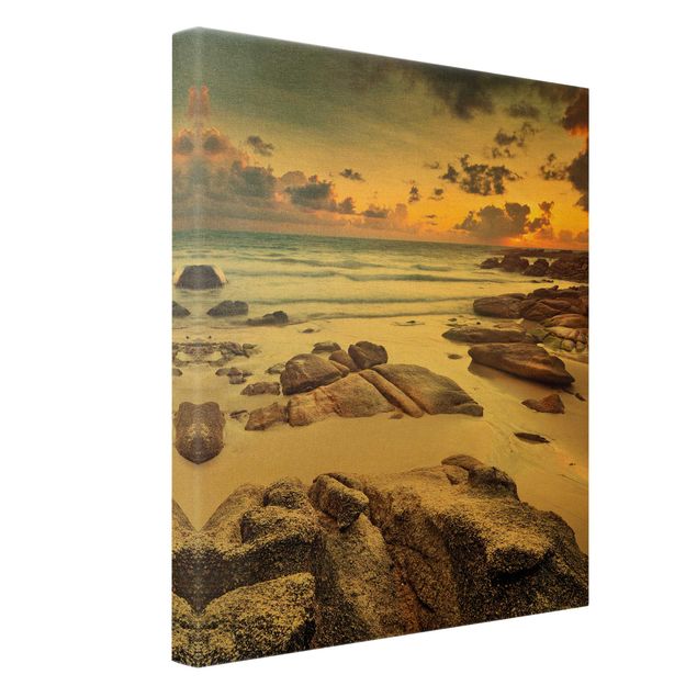 Canvas schilderijen - Goud Sunrise Beach In Thailand