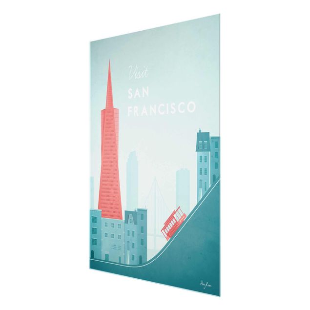 Glasschilderijen Travel Poster - San Francisco